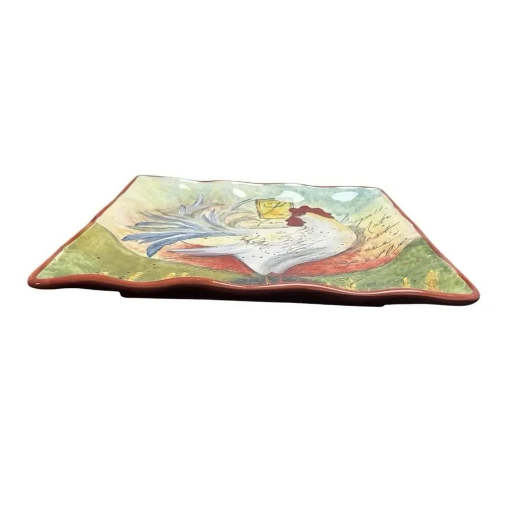 La Rooster By Certified International 13” Susan Winget Square Rooster Platter